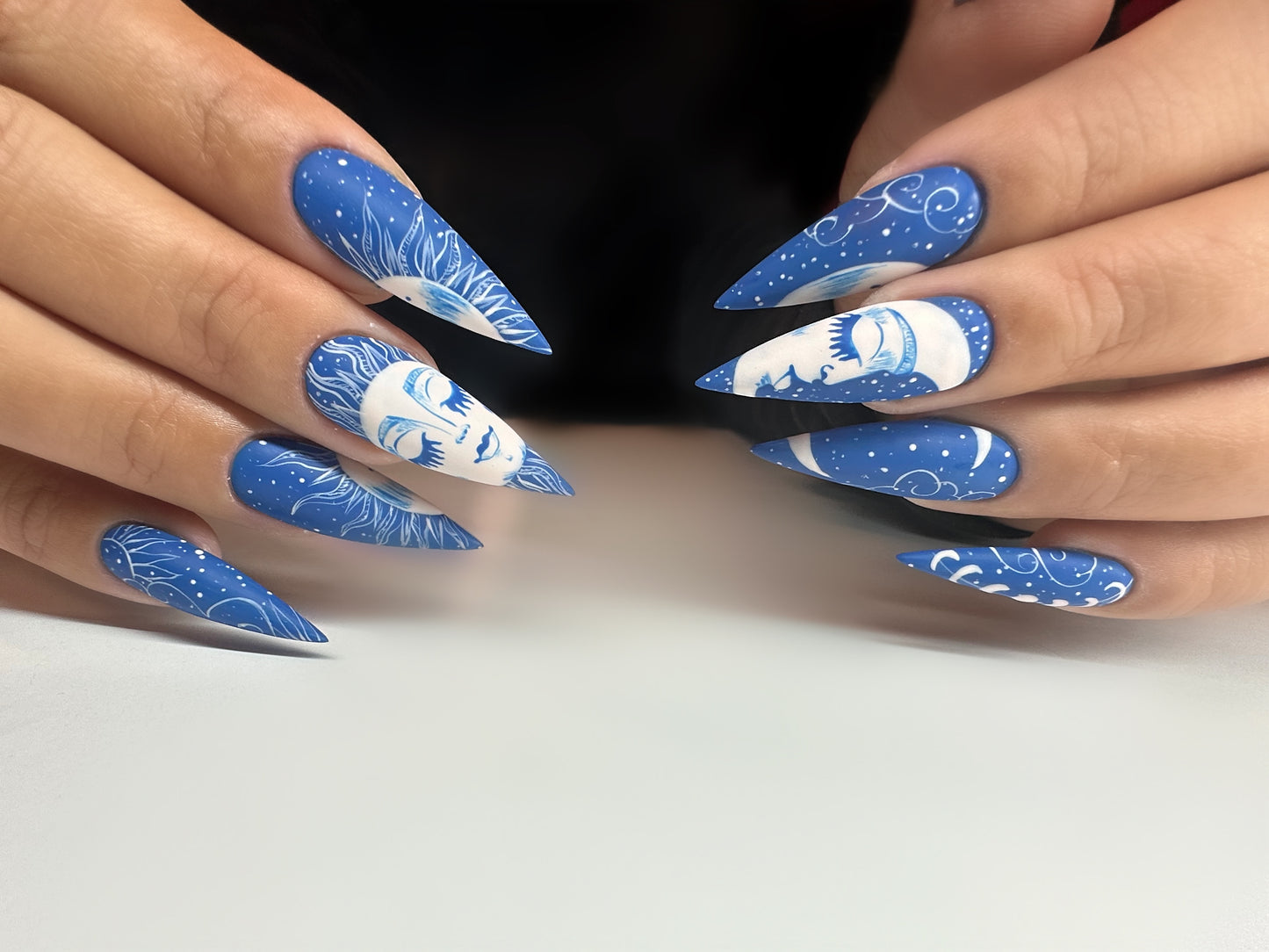 Blue Sun and Moon press on set